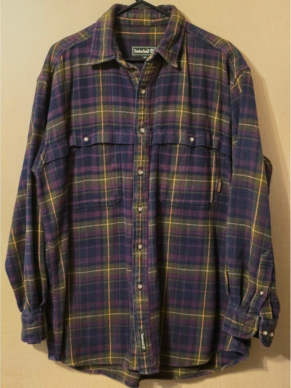 VTG 1997 Timberland Heavy Flannel Button Down Shirt Size Medium Plaid Gorpcore